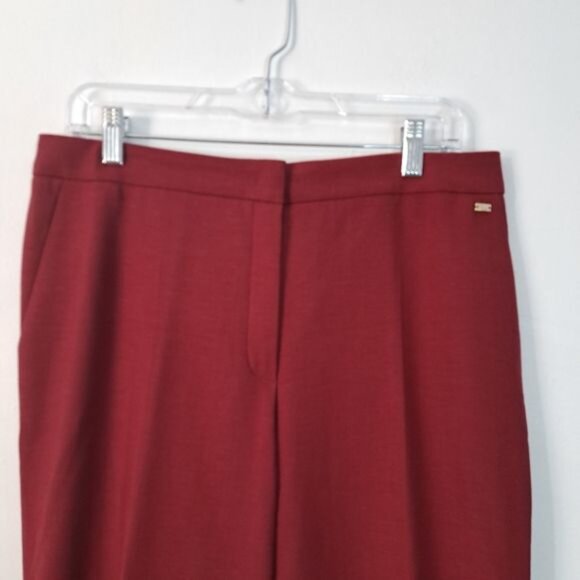 Escada Deep Red / Burgundy Wool Blend Straight‎ Leg Slacks 40 - Picture 3 of 13